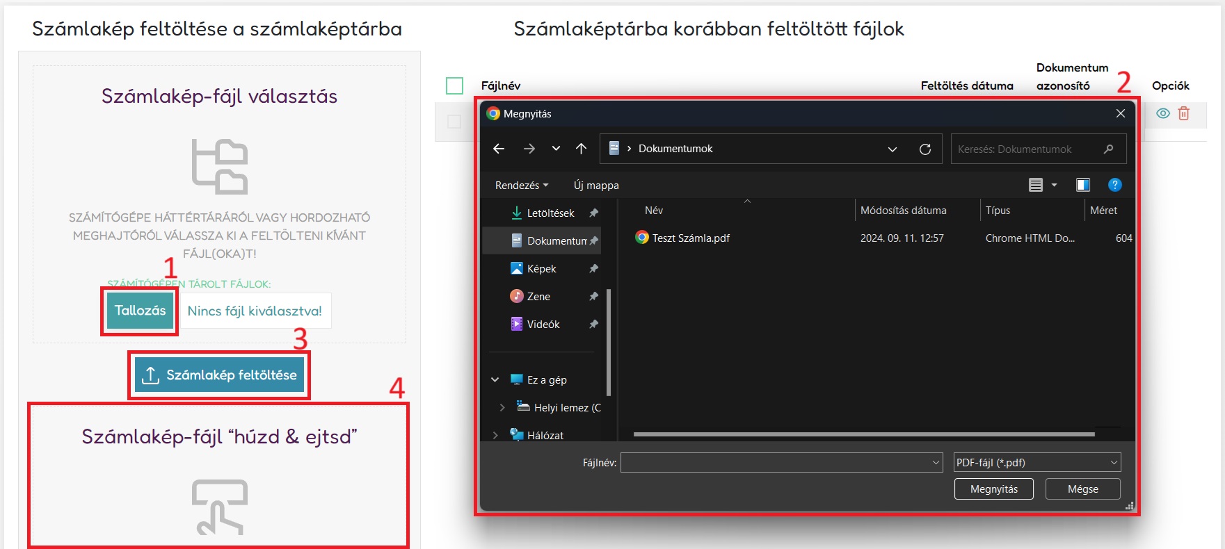 Számlakép Feltöltés